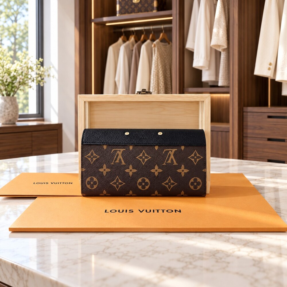 Louis Vuitton Monogram Portefeuille Juliette Long Wallet in Black - Picture 3 of 6